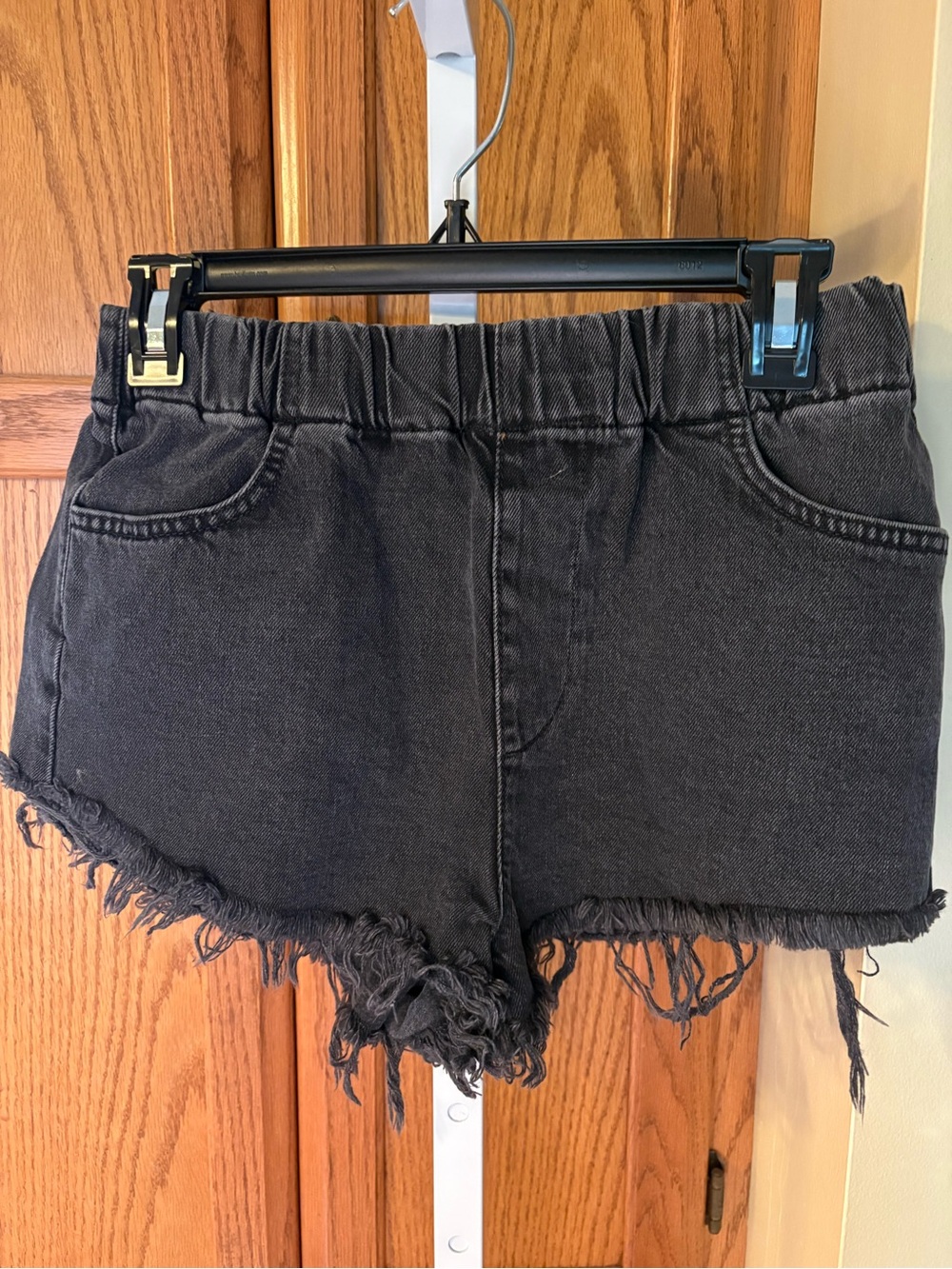 Forever 21 Black Frayed Hem Denim Shorts